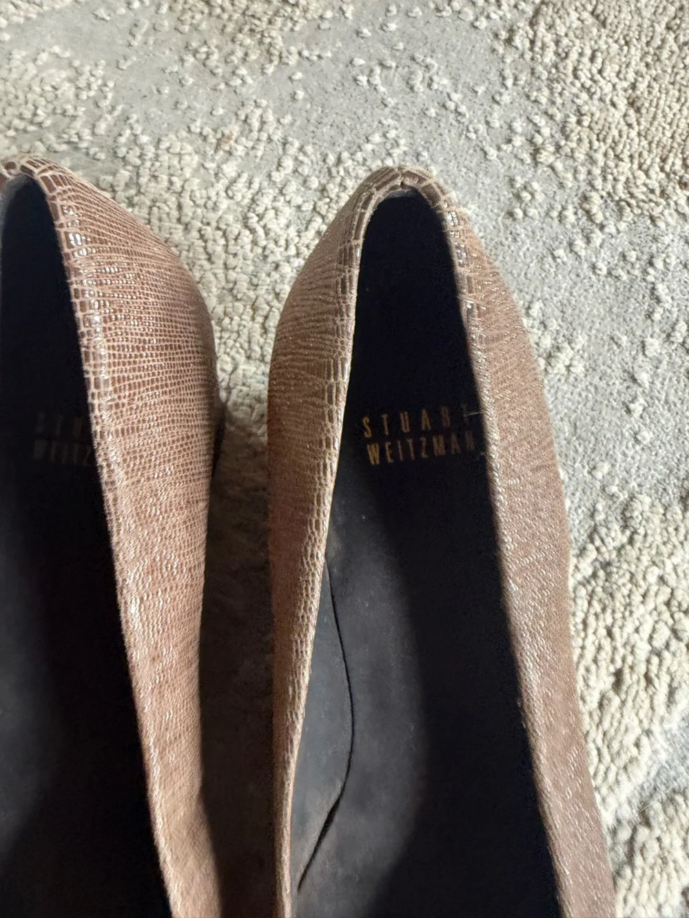 Stuart Weitzman Brown reptile print Textured leather Wedge Pumps 8